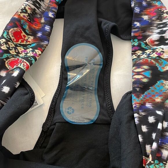 PROFILE BY GOTTEX BLACK BIKINI BOTTOM.  MULTICOLOR FOLDOVER WAIST. NEW W… - Picture 4 of 7